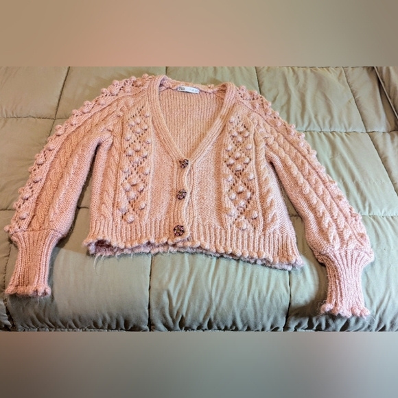 Zara Blush Pink Knit Cardigan - Picture 1 of 6